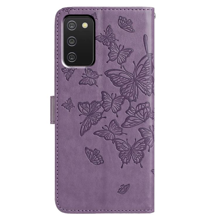 For Samsung Galaxy A02S Butterfly Flutter Pattern Embossed Leather Phone Case