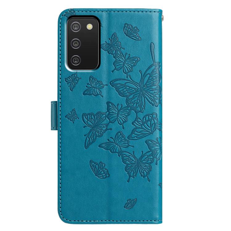 For Samsung Galaxy A02S Butterfly Flutter Pattern Embossed Leather Phone Case