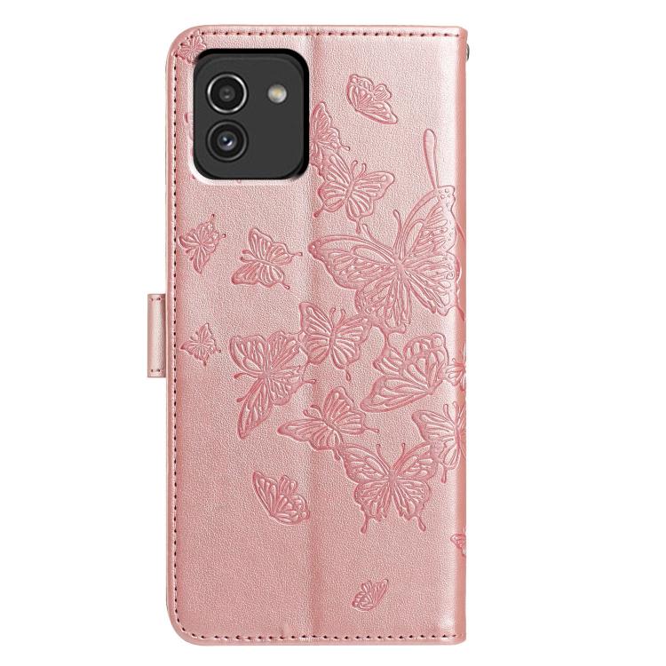For Samsung Galaxy A03 Butterfly Flutter Pattern Embossed Leather Phone Case