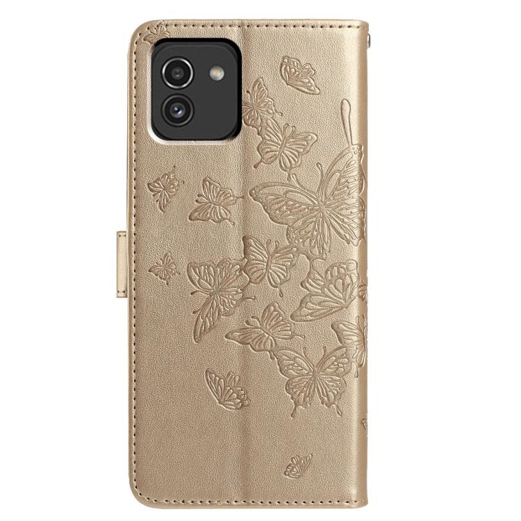 For Samsung Galaxy A03 Butterfly Flutter Pattern Embossed Leather Phone Case