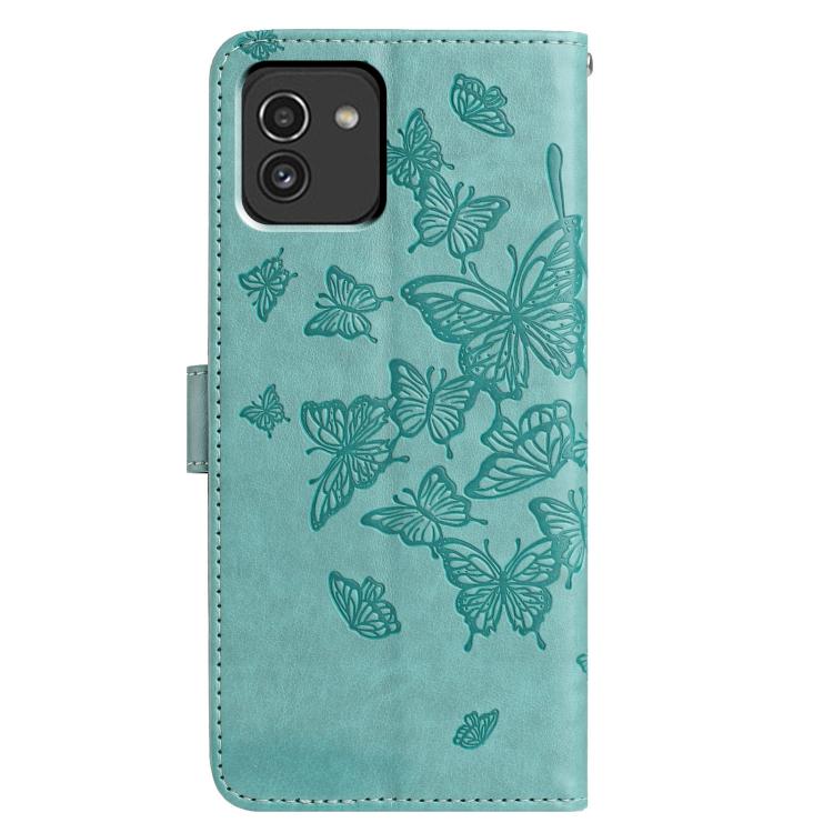 For Samsung Galaxy A03 Butterfly Flutter Pattern Embossed Leather Phone Case