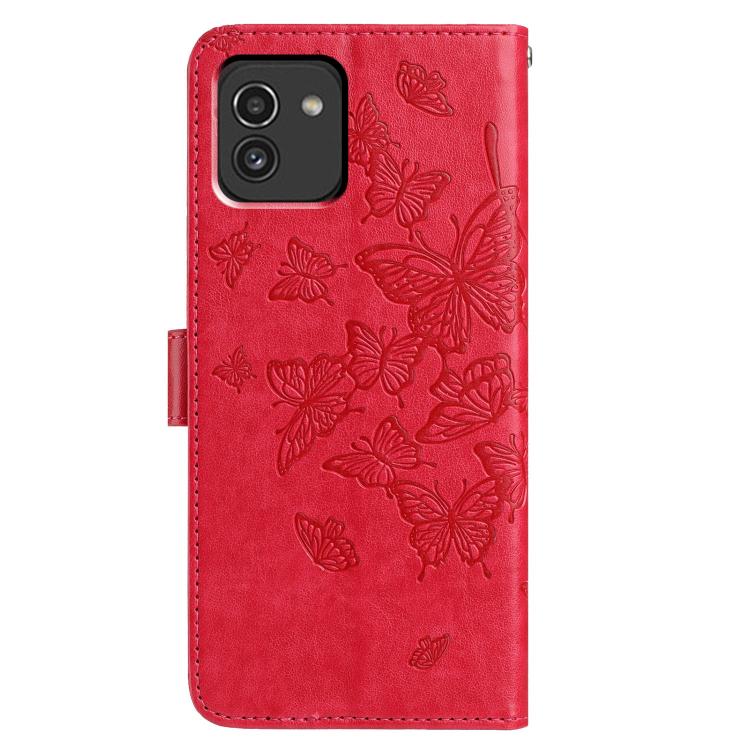 For Samsung Galaxy A03 Butterfly Flutter Pattern Embossed Leather Phone Case