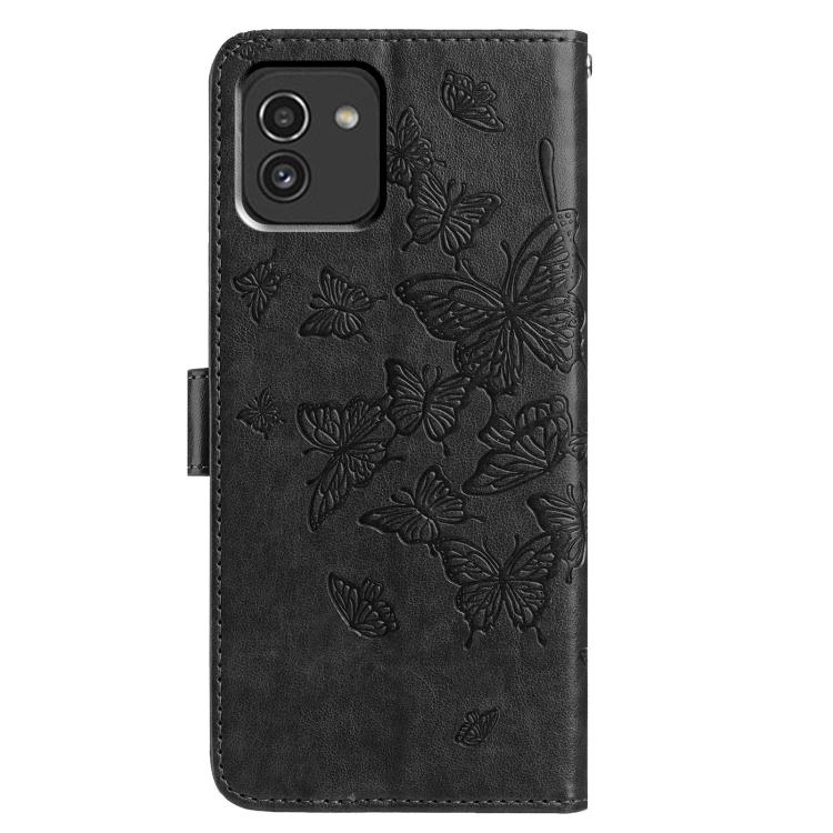 For Samsung Galaxy A03 Butterfly Flutter Pattern Embossed Leather Phone Case