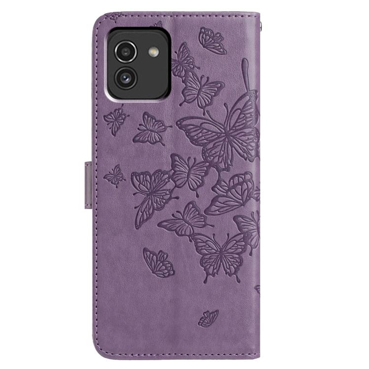 For Samsung Galaxy A03 Butterfly Flutter Pattern Embossed Leather Phone Case
