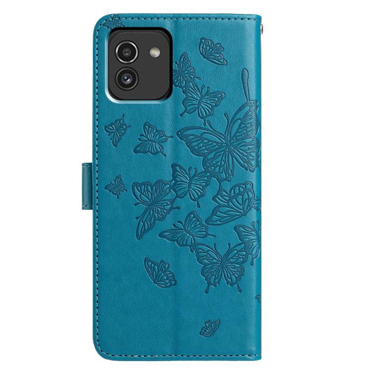 For Samsung Galaxy A03 Butterfly Flutter Pattern Embossed Leather Phone Case