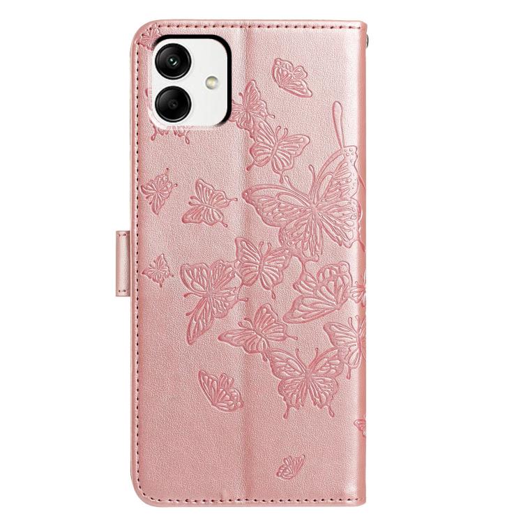 For Samsung Galaxy A04 Butterfly Flutter Pattern Embossed Leather Phone Case