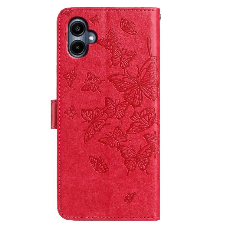 For Samsung Galaxy A06 Butterfly Flutter Pattern Embossed Leather Phone Case