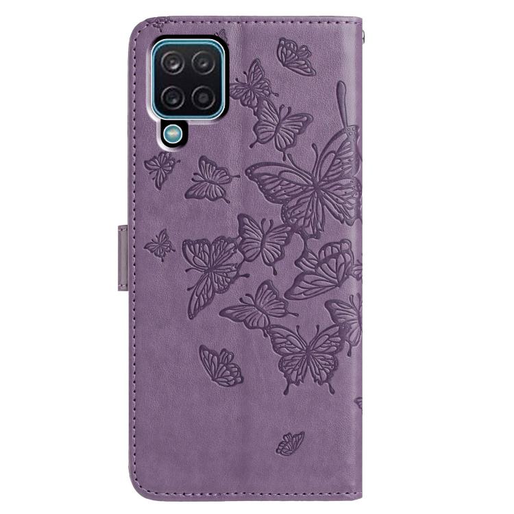 For Samsung Galaxy A12 5G Butterfly Flutter Pattern Embossed Leather Phone Case