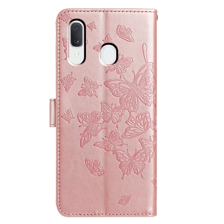 For Samsung Galaxy A20E Butterfly Flutter Pattern Embossed Leather Phone Case