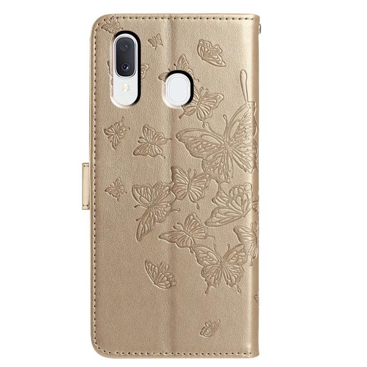 For Samsung Galaxy A20E Butterfly Flutter Pattern Embossed Leather Phone Case