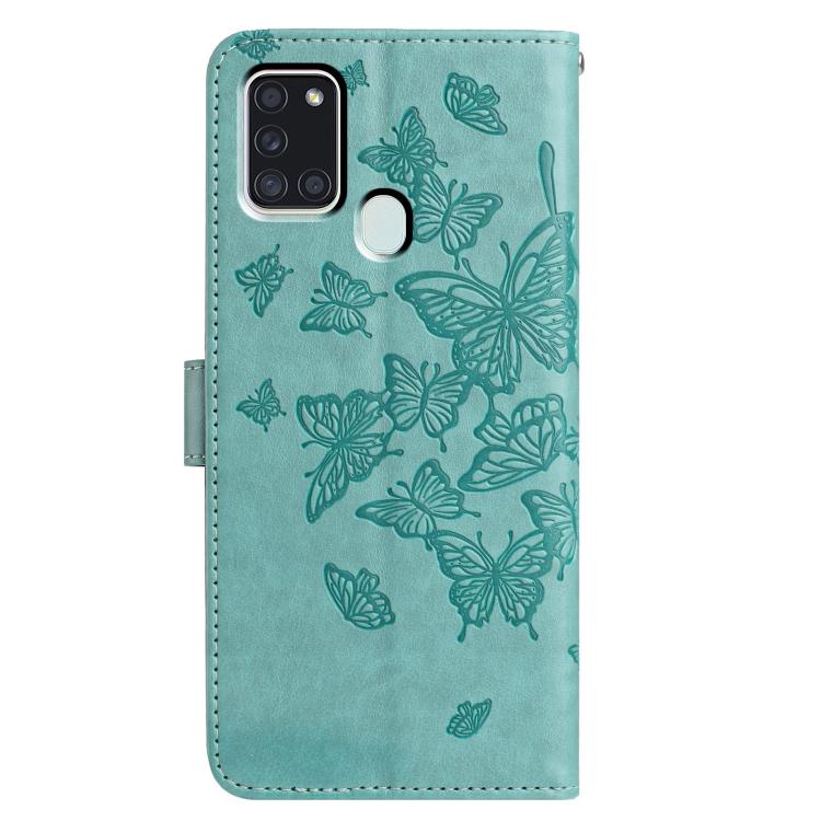 For Samsung Galaxy A21S Butterfly Flutter Pattern Embossed Leather Phone Case