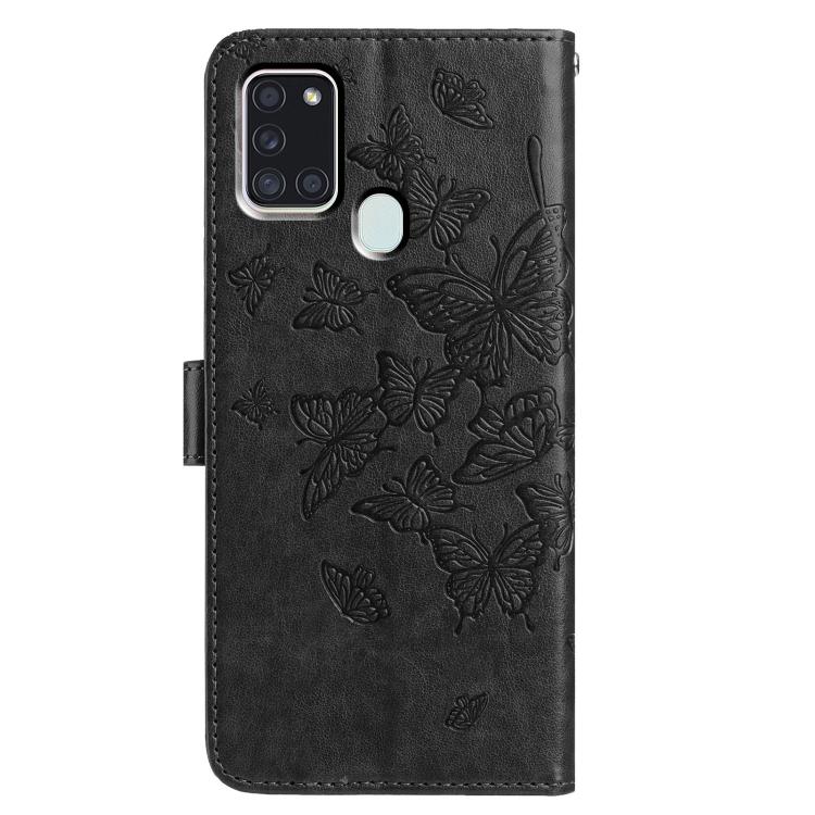 For Samsung Galaxy A21S Butterfly Flutter Pattern Embossed Leather Phone Case