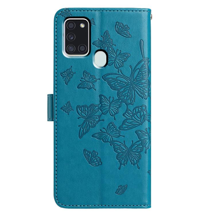 For Samsung Galaxy A21S Butterfly Flutter Pattern Embossed Leather Phone Case
