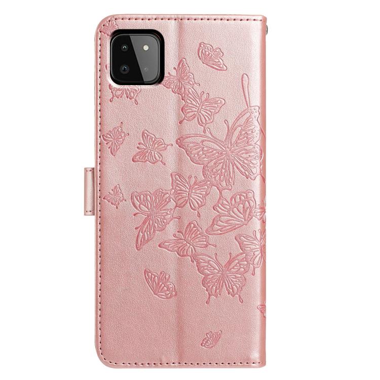 For Samsung Galaxy A22 5G Butterfly Flutter Pattern Embossed Leather Phone Case