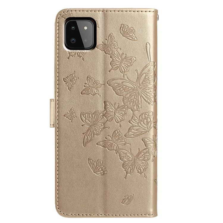 For Samsung Galaxy A22 5G Butterfly Flutter Pattern Embossed Leather Phone Case