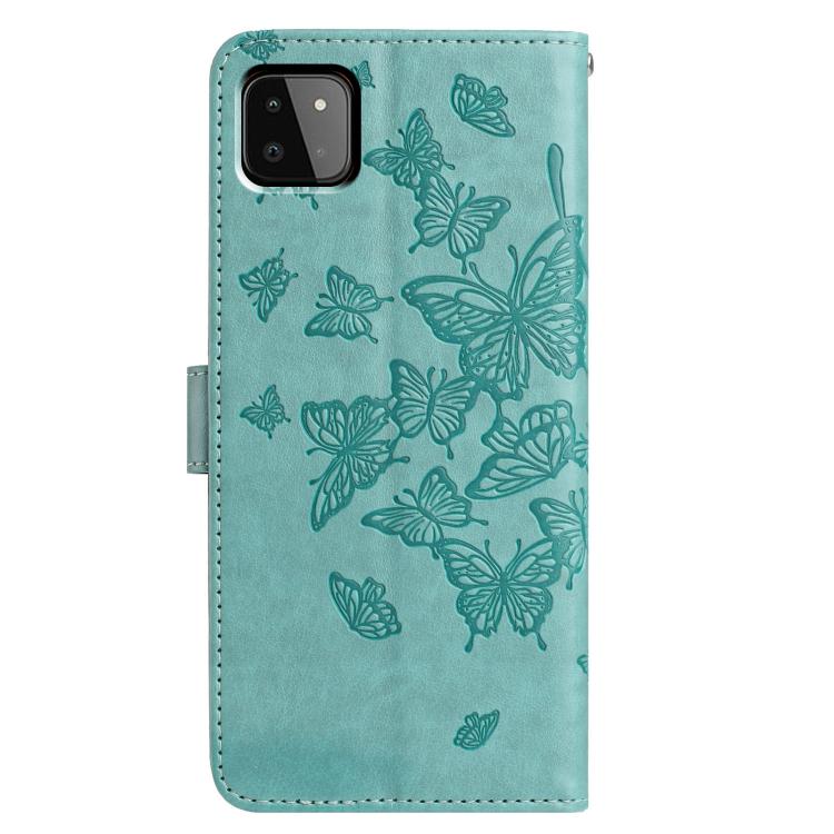For Samsung Galaxy A22 5G Butterfly Flutter Pattern Embossed Leather Phone Case