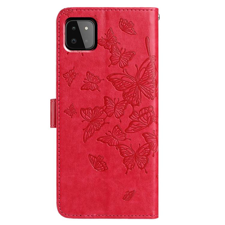 For Samsung Galaxy A22 5G Butterfly Flutter Pattern Embossed Leather Phone Case