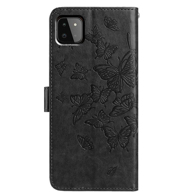 For Samsung Galaxy A22 5G Butterfly Flutter Pattern Embossed Leather Phone Case