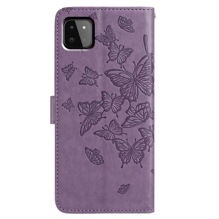 For Samsung Galaxy A22 5G Butterfly Flutter Pattern Embossed Leather Phone Case