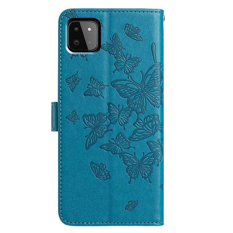 For Samsung Galaxy A22 5G Butterfly Flutter Pattern Embossed Leather Phone Case