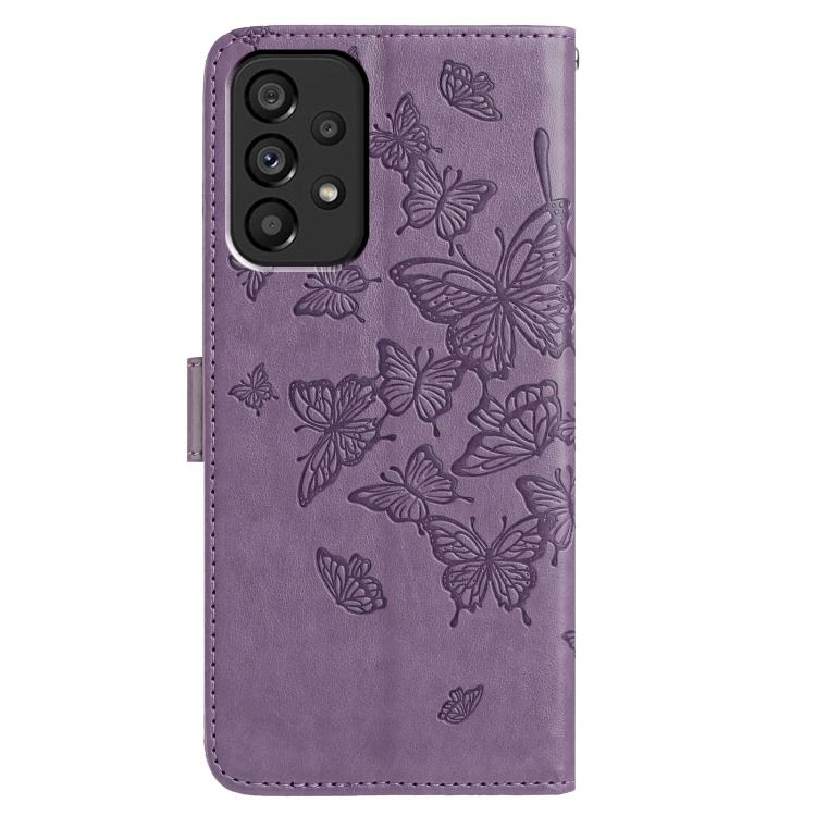 For Samsung Galaxy A33 Butterfly Flutter Pattern Embossed Leather Phone Case