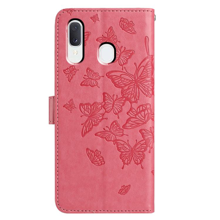 For Samsung Galaxy A40 Butterfly Flutter Pattern Embossed Leather Phone Case