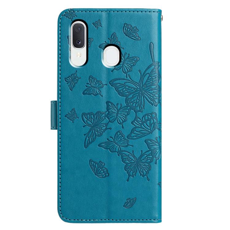 For Samsung Galaxy A40 Butterfly Flutter Pattern Embossed Leather Phone Case