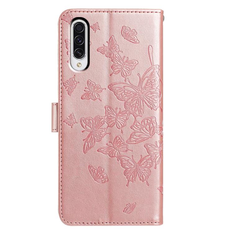 For Samsung Galaxy A50 Butterfly Flutter Pattern Embossed Leather Phone Case