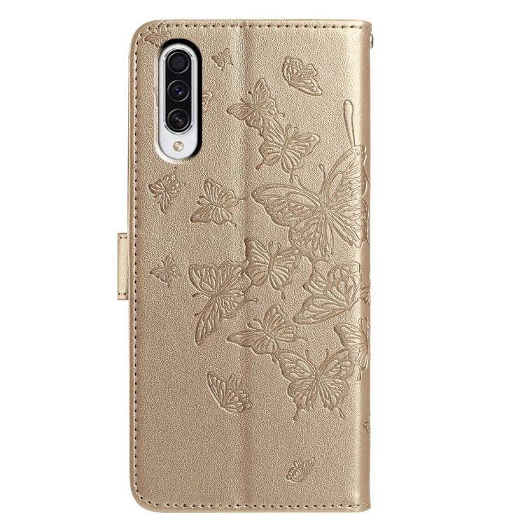 For Samsung Galaxy A50 Butterfly Flutter Pattern Embossed Leather Phone Case