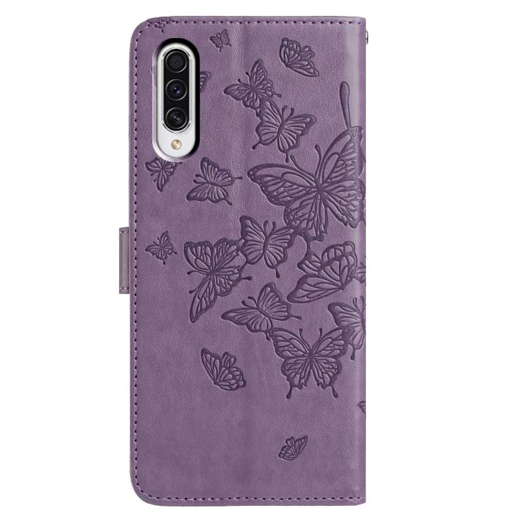For Samsung Galaxy A50 Butterfly Flutter Pattern Embossed Leather Phone Case