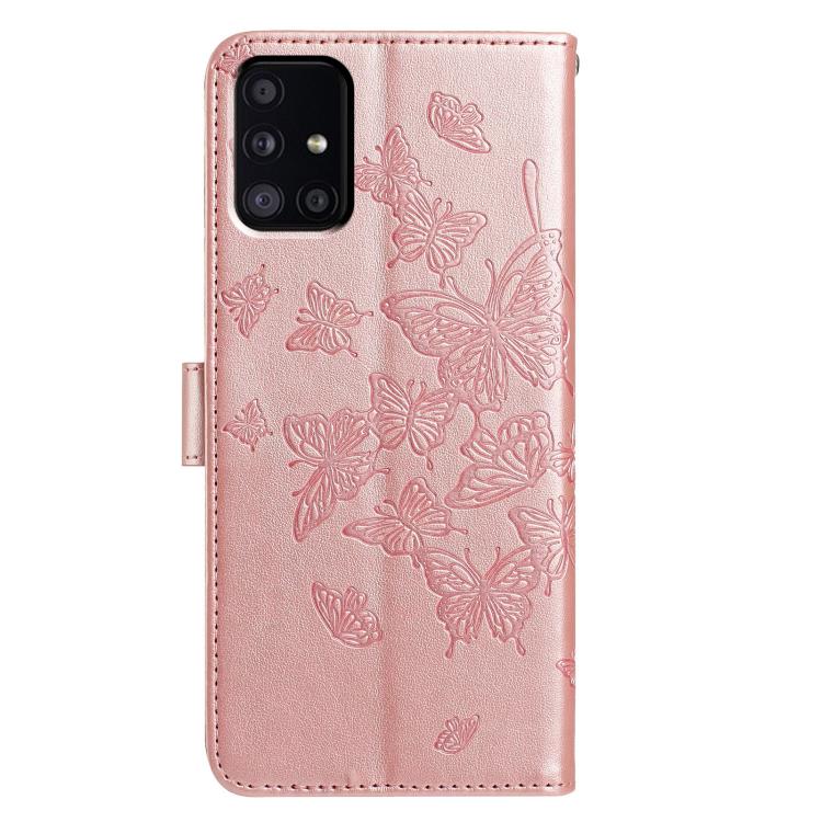 For Samsung Galaxy A51 Butterfly Flutter Pattern Embossed Leather Phone Case
