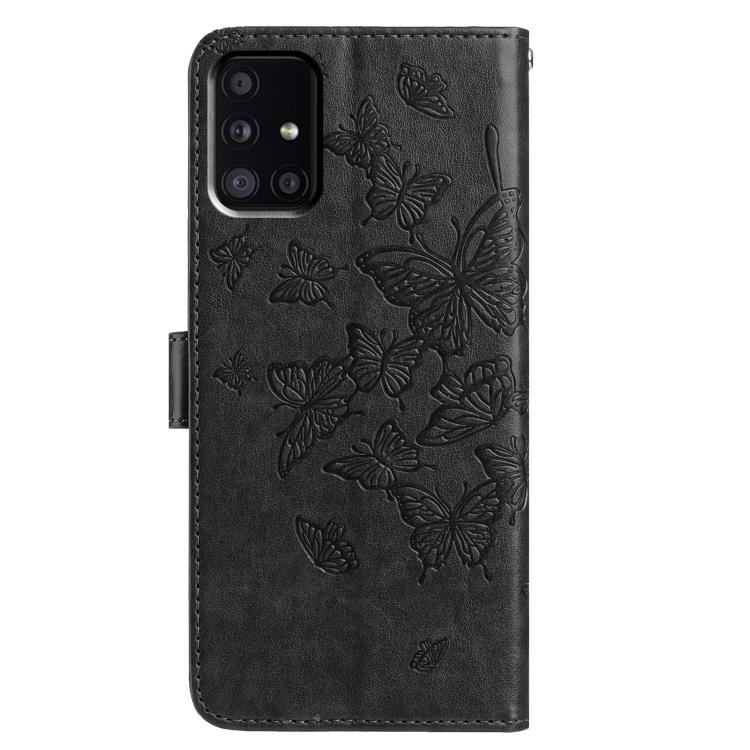 For Samsung Galaxy A51 Butterfly Flutter Pattern Embossed Leather Phone Case