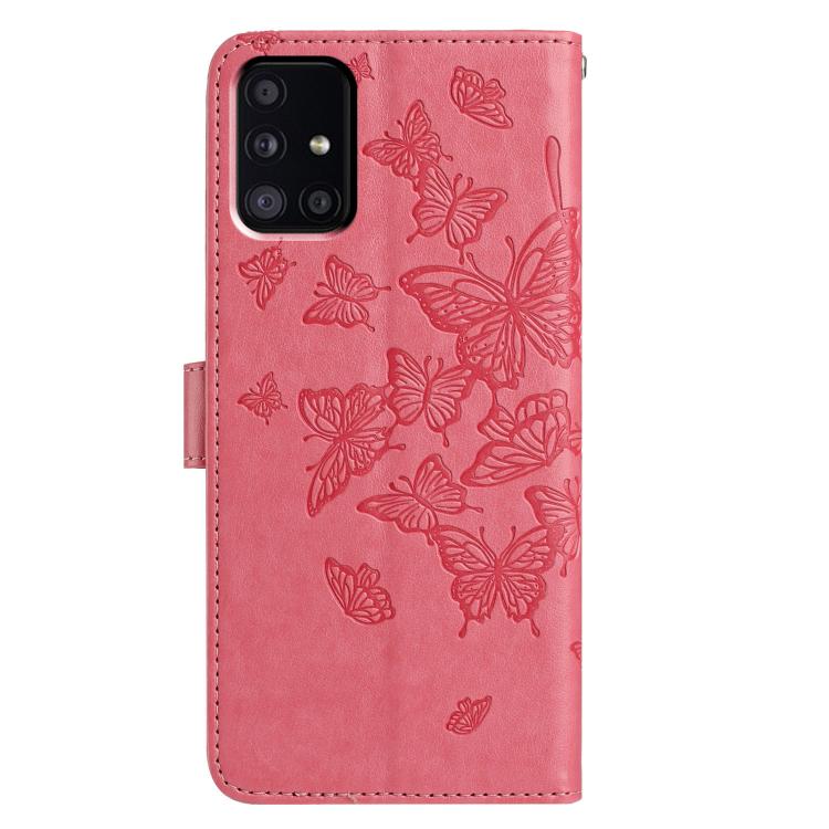 For Samsung Galaxy A51 Butterfly Flutter Pattern Embossed Leather Phone Case