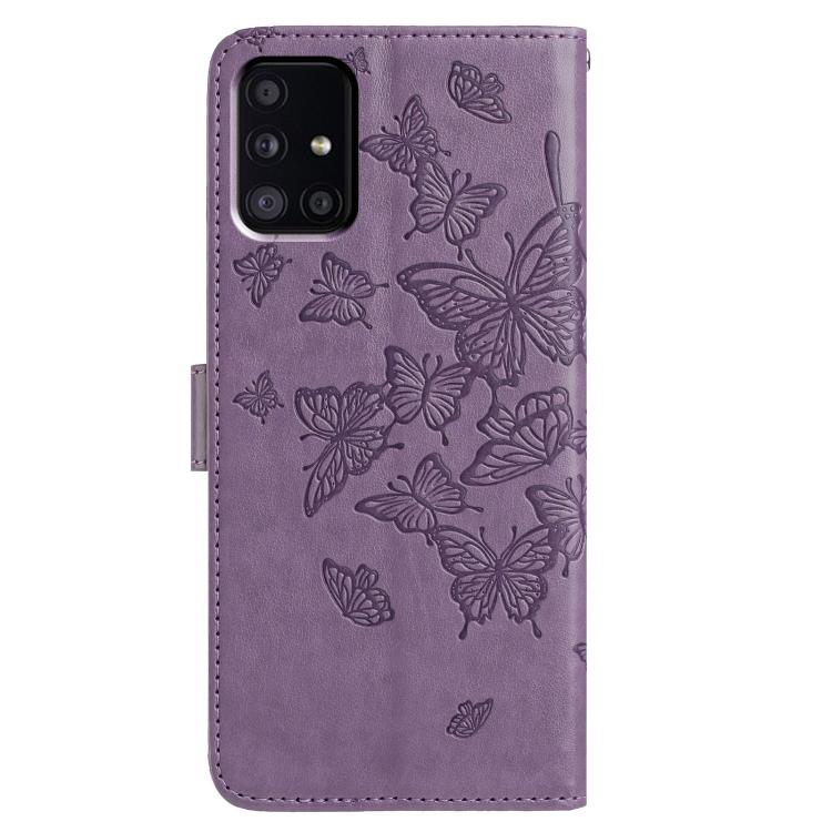 For Samsung Galaxy A51 Butterfly Flutter Pattern Embossed Leather Phone Case