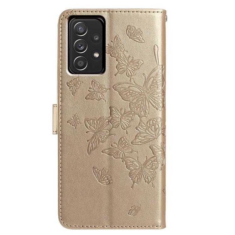 For Samsung Galaxy A52 Butterfly Flutter Pattern Embossed Leather Phone Case