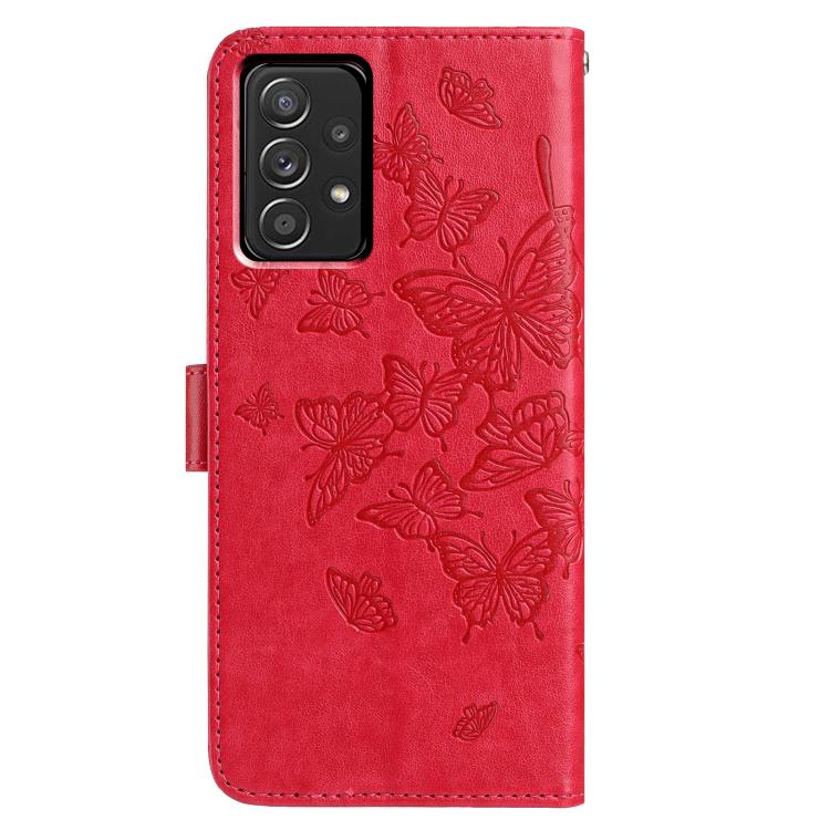 For Samsung Galaxy A52 Butterfly Flutter Pattern Embossed Leather Phone Case