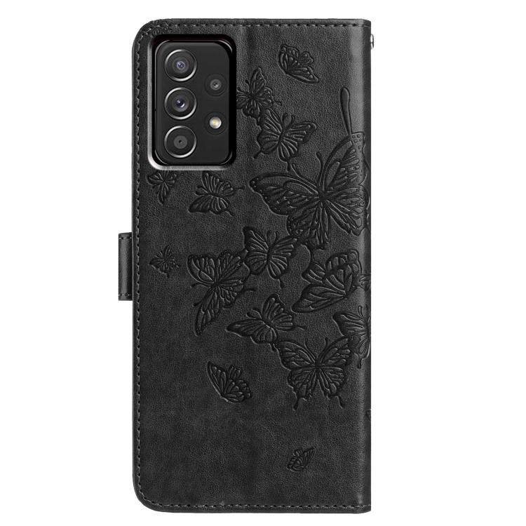 For Samsung Galaxy A52 Butterfly Flutter Pattern Embossed Leather Phone Case