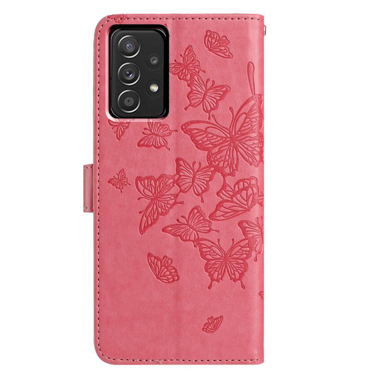 For Samsung Galaxy A52 Butterfly Flutter Pattern Embossed Leather Phone Case