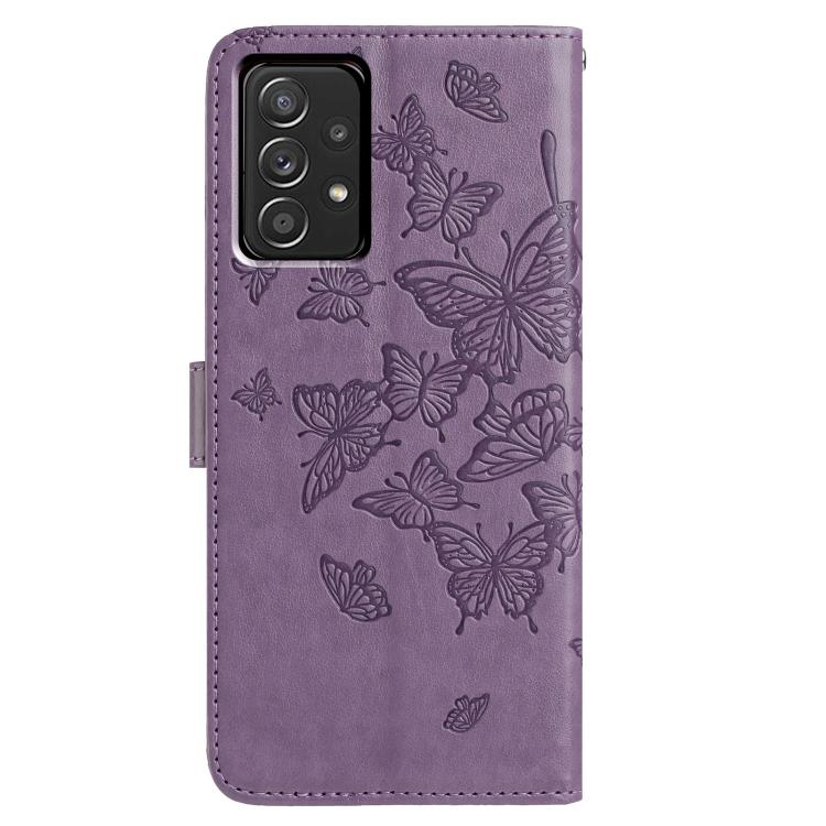 For Samsung Galaxy A52 Butterfly Flutter Pattern Embossed Leather Phone Case