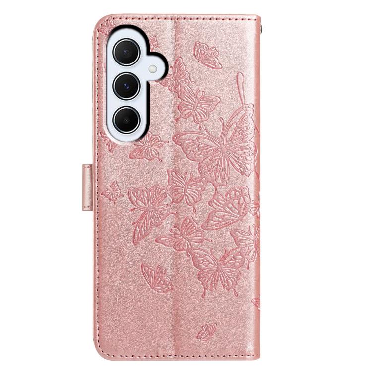 For Samsung Galaxy A55 Butterfly Flutter Pattern Embossed Leather Phone Case