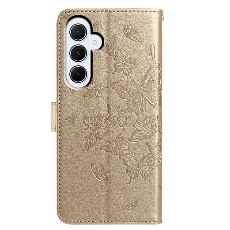 For Samsung Galaxy A55 Butterfly Flutter Pattern Embossed Leather Phone Case