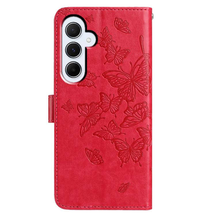 For Samsung Galaxy A55 Butterfly Flutter Pattern Embossed Leather Phone Case