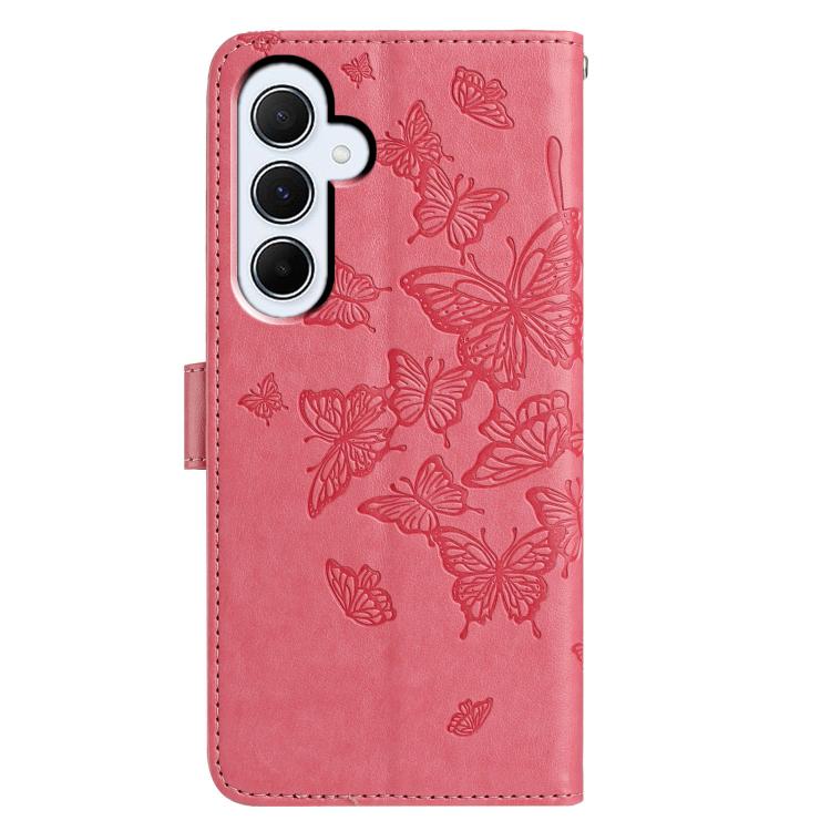 For Samsung Galaxy A55 Butterfly Flutter Pattern Embossed Leather Phone Case