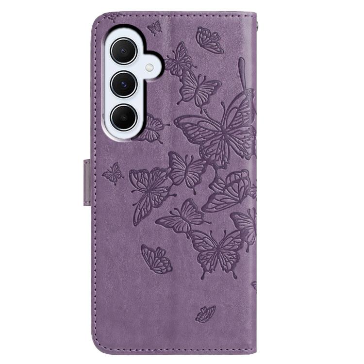 For Samsung Galaxy A55 Butterfly Flutter Pattern Embossed Leather Phone Case