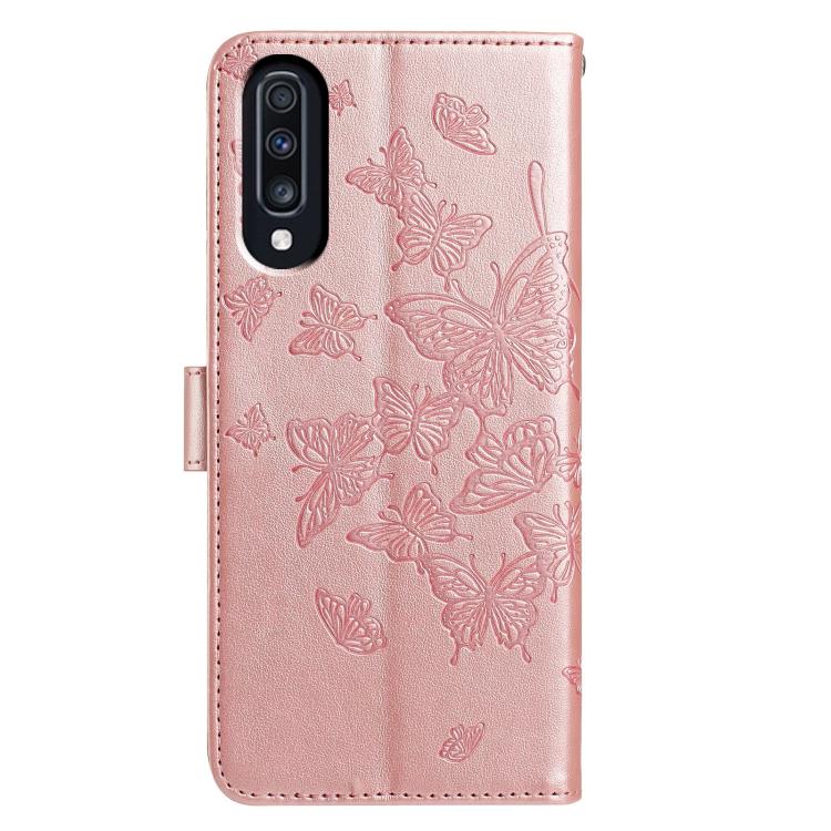 For Samsung Galaxy A70 Butterfly Flutter Pattern Embossed Leather Phone Case