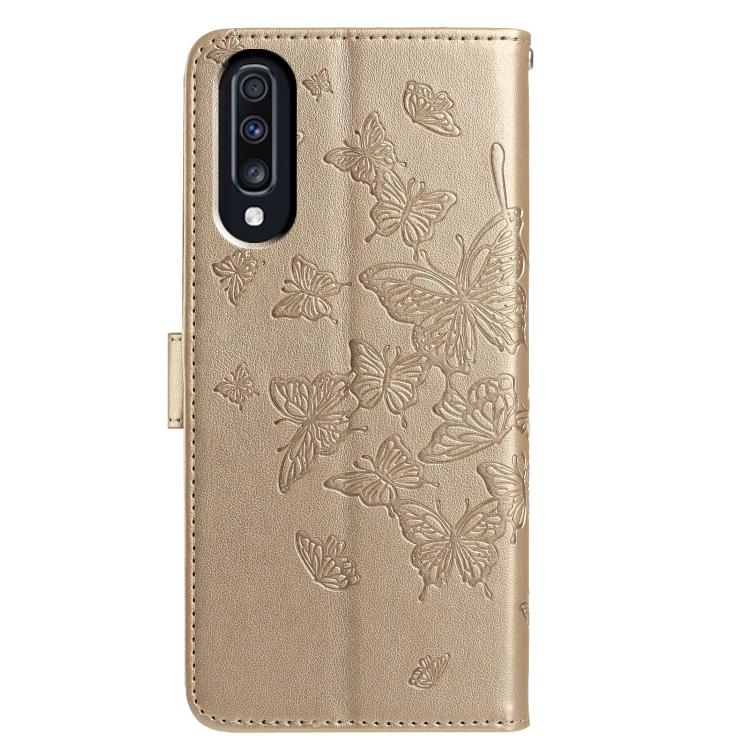 For Samsung Galaxy A70 Butterfly Flutter Pattern Embossed Leather Phone Case