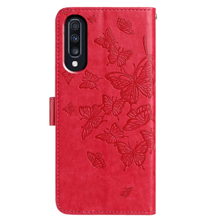 For Samsung Galaxy A70 Butterfly Flutter Pattern Embossed Leather Phone Case