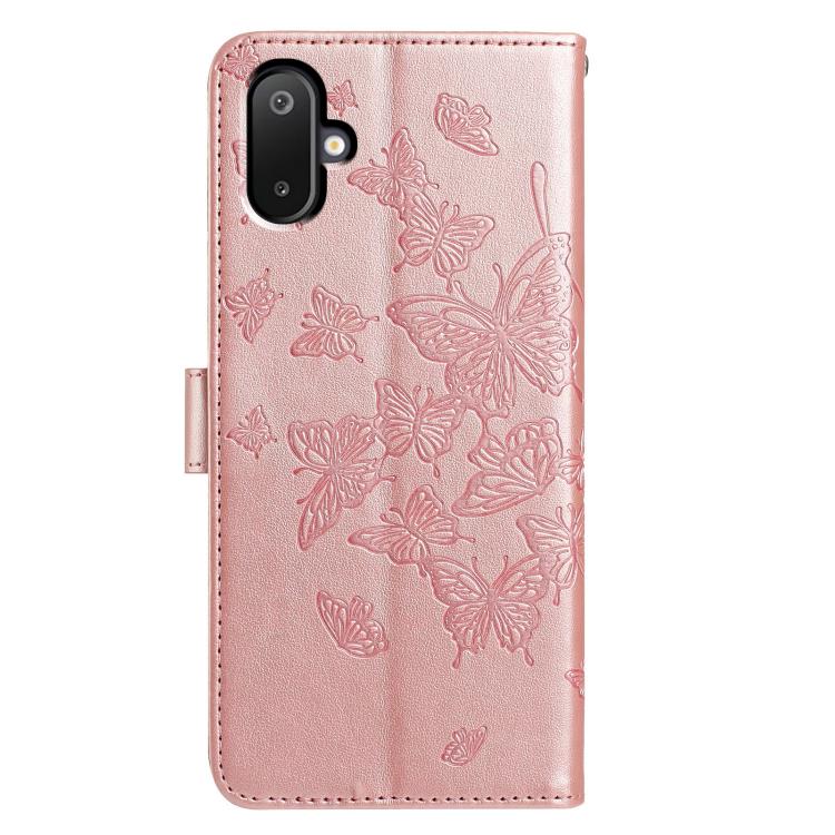 For Samsung Galaxy M05 Butterfly Flutter Pattern Embossed Leather Phone Case