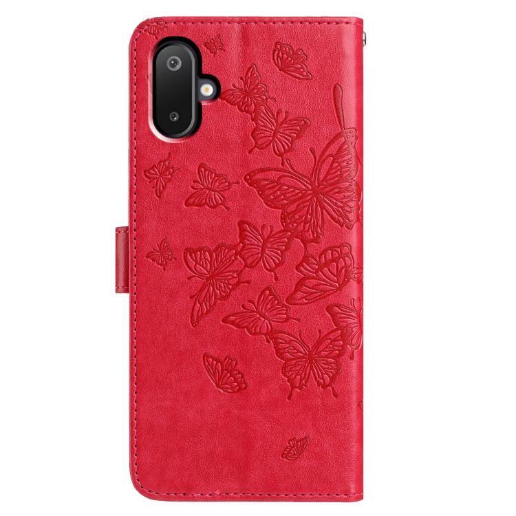 For Samsung Galaxy M05 Butterfly Flutter Pattern Embossed Leather Phone Case