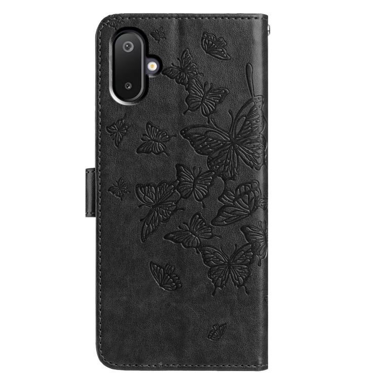 For Samsung Galaxy M05 Butterfly Flutter Pattern Embossed Leather Phone Case